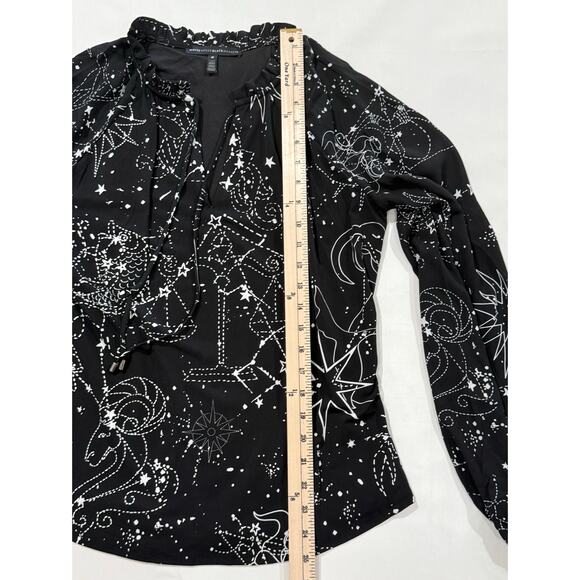 White House Black Market Black Constellation Blouse Size Medium (090) - Picture 10 of 11